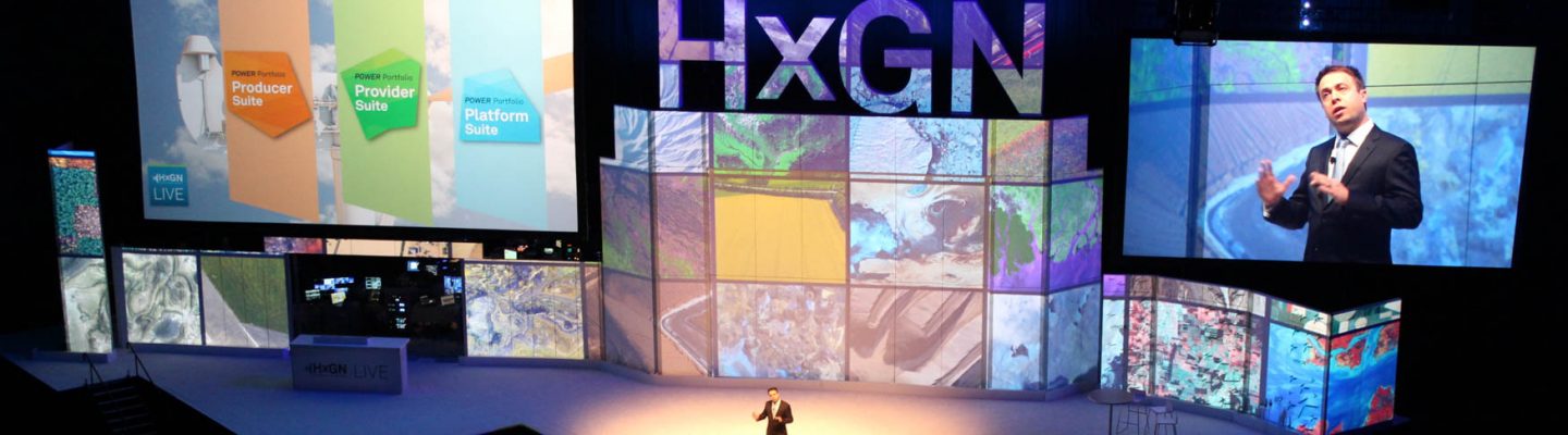 Image showing the projection mapping used at Hexagon's HxGN LIVE! event to transform the entire stage into a single large screen