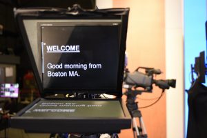 Picture of a teleprompter used by LeanIX during their Connect Day 2020 broadcast.